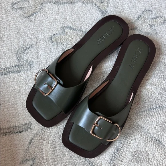 J. Crew Callie sandals in leather Olive Size 9.5 - Picture 2 of 6